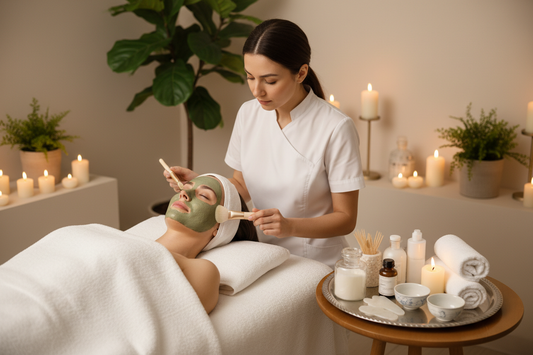 Detóx facial,mujer acostada siendo atendida